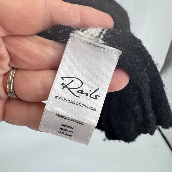 Rails Perci Black Stripe Star Wool Alpaca Blend Sweater Knit Pullover Size M - Picture 5 of 8